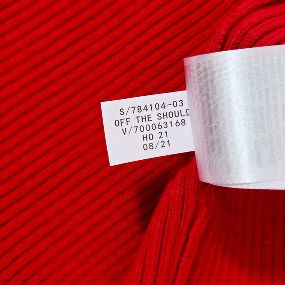 Banana Republic Small Red Off The Shoulder Sweater | Ribbed, Button Detail - Picture 6 of 10